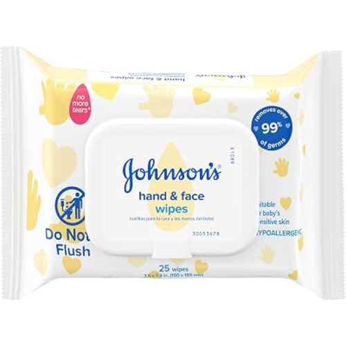 Johnson's Baby Disposable Hand & Face Cleansing Wipes, 25 ct