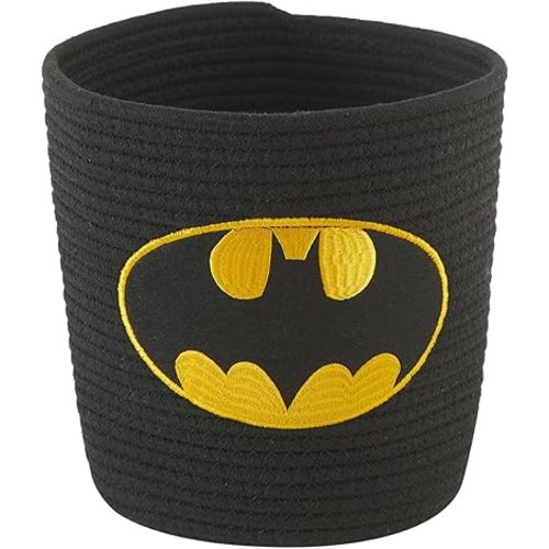 Idea Nuova Batman Rope Storage Basket,10" H x 10" W, Decorative and Functional Organizer for Kids Room or Nursery