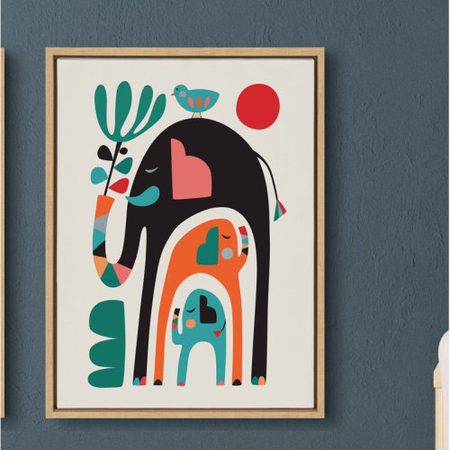 Isabelle & Max™ 'Three Elephants' by Rachel Lee - Floater Frame Painting Print on Canvas & Reviews | Wayfair