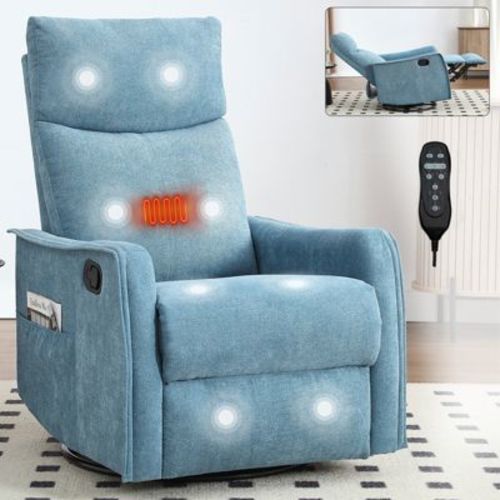 Manual Recliner Chair for Adults, Swivel Rocking Recliner Chair with Massage and Heat, Fabric Nursery Chair Recliner for Living Room