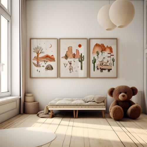 Desert Animal Nursery Art Prints: Boho Southwest Decor Set