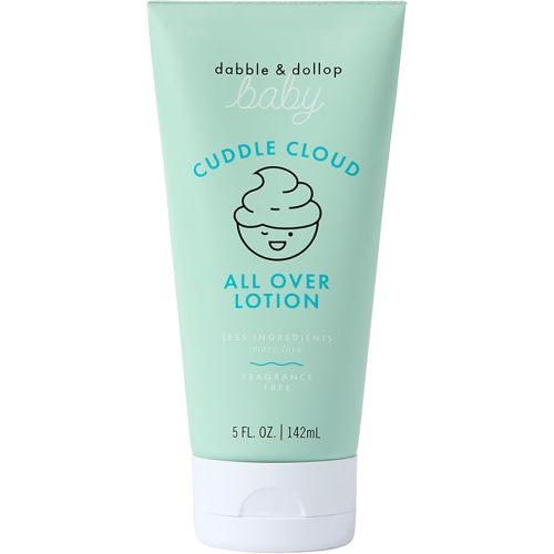 Dabble & Dollop Baby All Over Lotion - Fragrance-Free Baby Moisturizer for Sensitive Skin, Lightweight Hydrating Baby Cream for Newborns & Eczema-Prone Skin (5 fl oz)