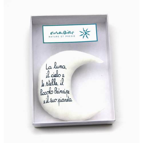 Baby Rattle Moon with Italian, French, or English poem about the Little Prince. Newborn / Baby Shower gift for a baby girl or boy. Moon toy