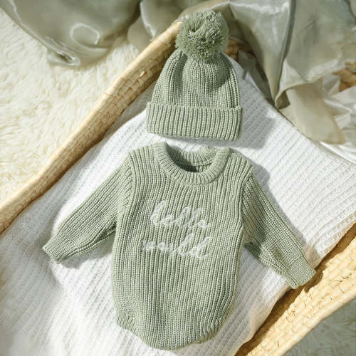Newborn Hello World Knitted Bodysuit Set – August + Willow