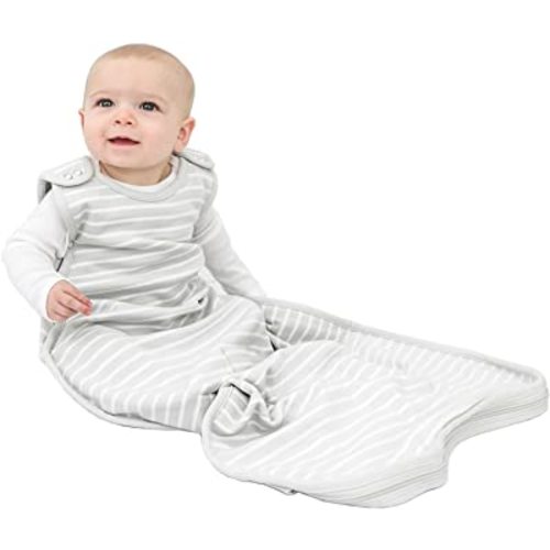 Woolino 4 Season Merino Wool Baby Sleeping Bag - Adjustable Two-Way Zipper for 2-24 Months - Birch Gray
