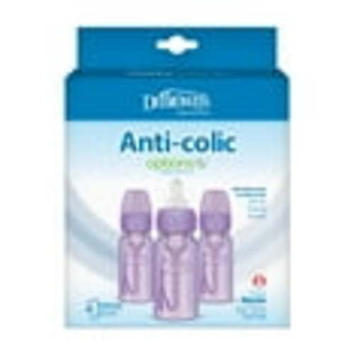 Dr. Brown's Natural Flow Anti-Colic Options+ Narrow Baby Bottle, Purple, 4oz, Slow Flow, 0m+, 3 Pack