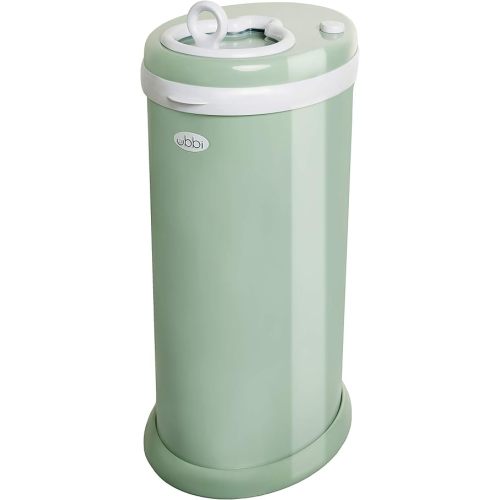 Ubbi Steel Diaper Pail, Odor Locking, No Special Bag Required, Award-Winning, Registry Must-Have, Sage Green