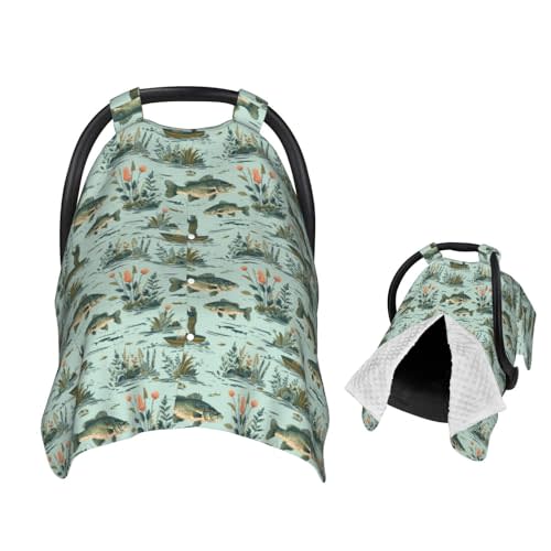 Fisher and Bass Fishes Baby Car Seat Canopy Nursing Cover for Newborn Car Seat Breastfeeding Covers Blanket Newborn Shower Gift
