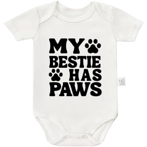 My Bestie Has Paws Bodysuit, Gender Neutral Baby Clothes, Newborn Boy Outfits, Boys Girls Short Sleeve Jumpsuit