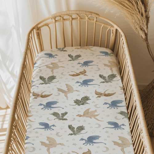 Storybook Dragon Baby Crib Sheet - Fairytale Dragon Nursery Decor for Baby Boy