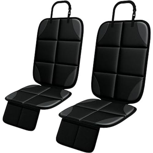 Car Seat Protector MHO+All 2 Pack Auto for Child Baby Car Seats - Large CarSeat Sit Savers Mat with Waterproof 600D Fabric & 2 Storage Pockets, Crash Test Approved