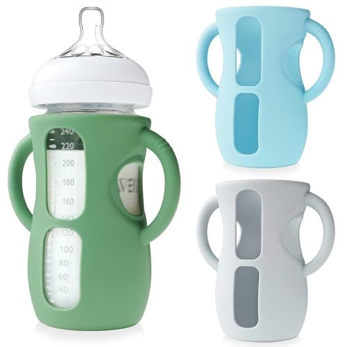 3 Pack Silicone Sleeves for Philips Avent Glass Bottle - Anti Breakage Baby Bottle Holder with Handles for Phillips Avent Glass Bottles 8 oz & 4 oz