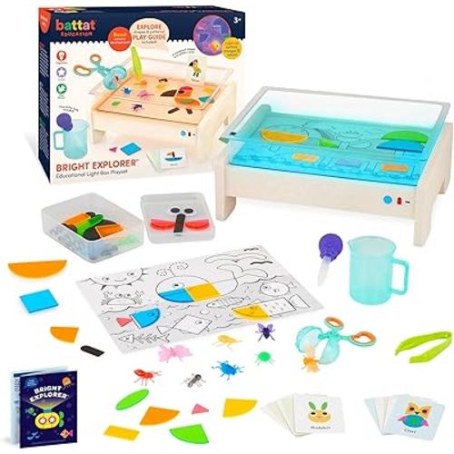 Battat Education – Tracing Light Box – Light Table for Kids – Sensory Lights – Light Up Board for Kids - Educational Science Kit – 3 Years + – Bright Explorer (79 Pcs)