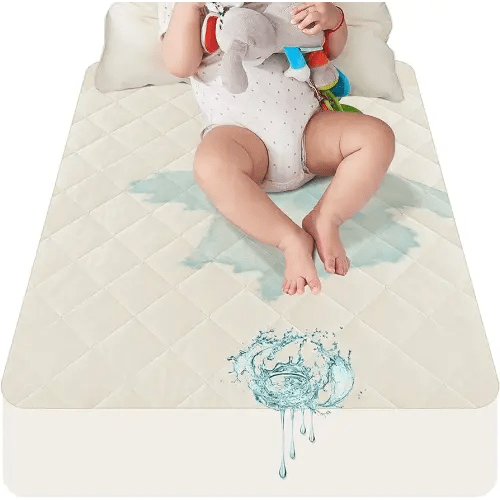 Lofe Organic Cotton Crib Mattress Protector - Top&Side Waterproof, 100% Waterproof Crib Mattress Protector, Breathable Baby Crib Mattress Cover, Infant Toddler Crib Mattress Fitted 52x28x9 in