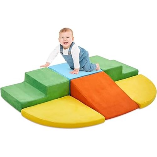 6 Pieces Climbing Toys for Toddlers, Climb & Crawl Soft Foam Block Activity Play Set, Foam Play Gym Climbing Blocks, Toddler Climbing Toys Indoor, Soft Foam Toys for Kids Crawling and Sliding