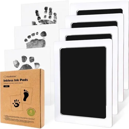4-Pack Inkless Baby Hand and Footprint Kit - Mess Free Ink Pad for Newborn Keepsake, Dog Nose & Paw Print Kit, Clean Touch Ink Pad for Baby Hand & Footprints, Ideal New Mom Gifts (Jet Black, L)
