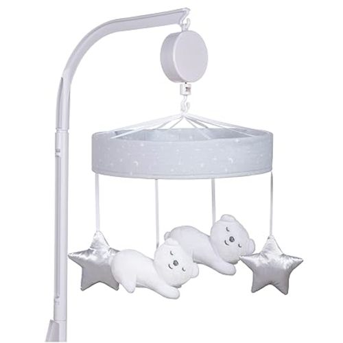 Sammy & Lou Bearly Dreaming Baby Crib Mobile with Music, Crib Mobile Arm Fits Standard Crib Rail