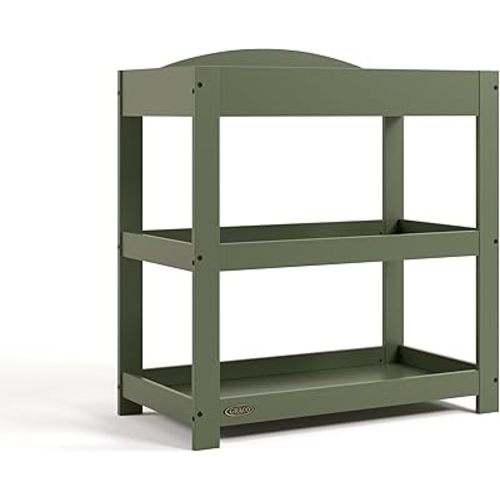 Graco Customizable Changing Table with Water-Resistant Changing Pad (Olive) - Customizable Modern Flat or Classic Arched Headboard, Changing Pad Included