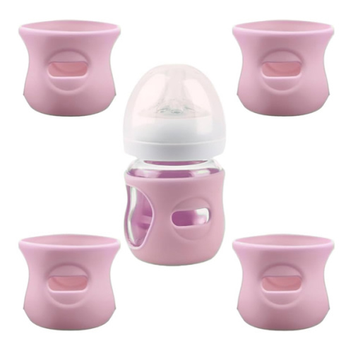 4 Pack Silicone Sleeves for Avent Natural Glass Baby Bottles, Anti Breakage Baby Bottle Holder, Compatible with Philips Avent Glass Natural Baby Bottle, BPA Free (Pink, 4 OZ)