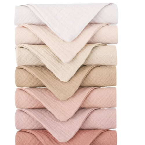 Konssy Baby Muslin Washcloths 7-Pack, 100% Cotton Baby Bath Washcloths, Soft & Absorbent Wash Cloths and Burp Cloths for Newborn Kids Girls & Boys, 11x11 inches