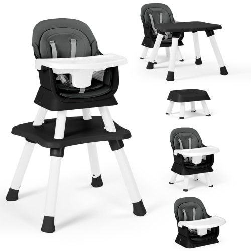 AILEEKISS 8 in 1 Baby High Chair, Toddler Dining Booster Seat for Eating, Grey