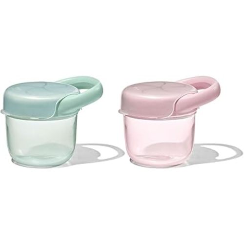OXO Tot Snack Cup with Lid – 2 Pack, Opal and Blossom