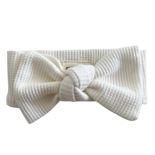 Organic Waffle Knot Bow, Winter White