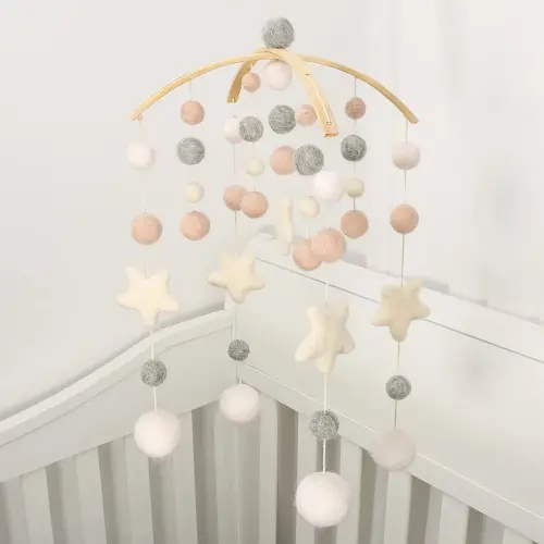 Boho Baby Mobile - Crib & Bassinet Mobile - Gender Neutral - Felt Ball Design