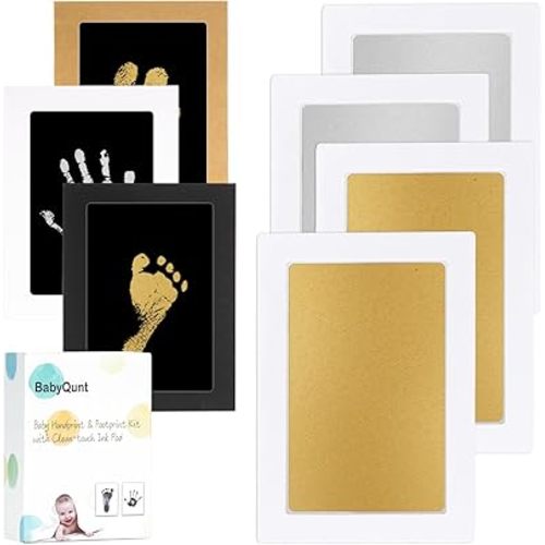 Inkless Baby Hand and Footprint Kit,Clean-Touch Ink Pad Kit,Safe No Mess Printing Infant Hand Foot Stamp,4 Pack Newborn Inkless Print Pads Best Keepsake or Gifts for Family
