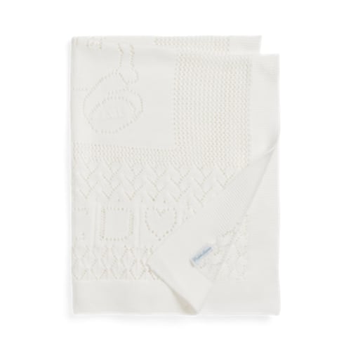 Ralph Lauren Pointelle Knit Cotton Baby Blanket - Trophy Cream