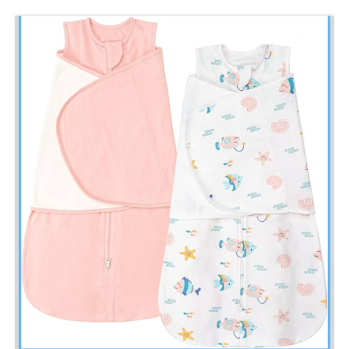 ZIGJOY Sleep Sack Swaddle 1.0 Tog Baby Wearable Blanket 100% Cotton Baby Swaddle Blanket for Newborns 0-6 Months Ocean&Pink