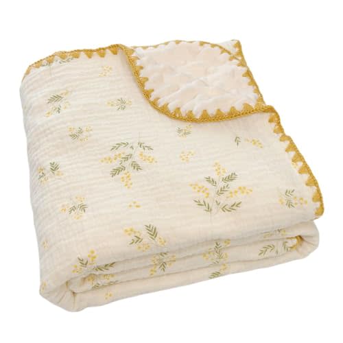 Gunnaicat Baby Muslin Thick Blanket Double Layer Soft Neutral Receiving Blanket Crib Bedding 40x40 inch Throw Blanket 40"x40"