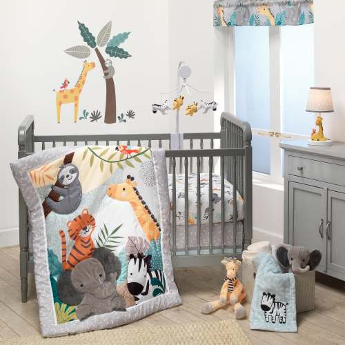 Mighty Jungle Animals 3-Piece Baby Nursery Crib Bedding Set – Lambs & Ivy