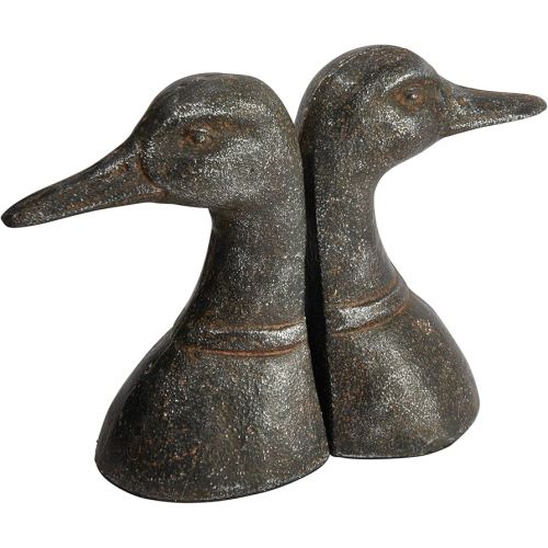 Creative Co-Op Decorative Distressed Cast Metal Duck Head Bookends, Black, Set of 2