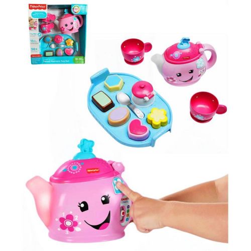 Fisher Price - Laugh, Learn, Grow & Play - Pink Sweetheart Manners Pretend Full Course Tea Set