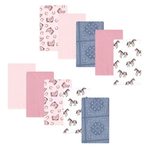 Luvable Friends Hudson Baby Flannel Burp Cloths 10pk, Western Cowgirl