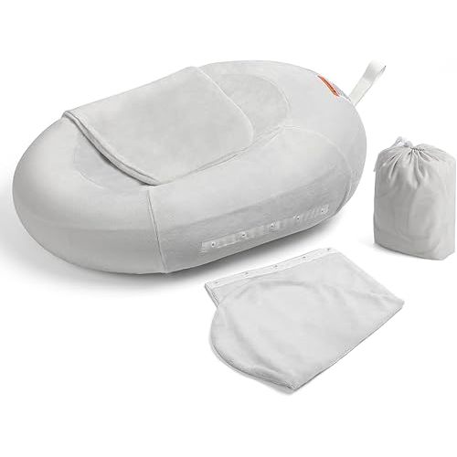 Inflatable Baby Bathtub, NICEMER Infant Bathtub Sink Bather Includes Microfleece Cover 2-in-1 Detachable Swaddle Wings and Storage Bag, Present for 0-6 Months Newborns, Portable Home Travel