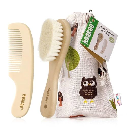 haakaa Baby Hair Brush and Comb Set for Newborns & Toddlers - Natural Soft Goat Bristles and Wooden Handle, Gently Grooms Baby's Hair, Ideal for Cradle Cap, Perfect Baby Gift, 2pk : Amazon.com.au: Baby