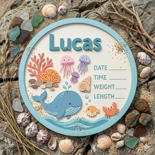 Personalized Ocean Baby Birth Announcement Sign, Custom Name Nursery Decor Under the Sea,Whale Newborn Photo Prop, Wood or Acrylic Baby Gift
