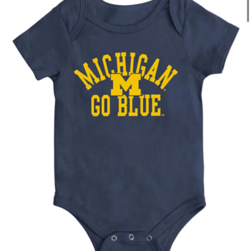 Colosseum Michigan Wolverines Baby NAVY Biggest Fan One Piece