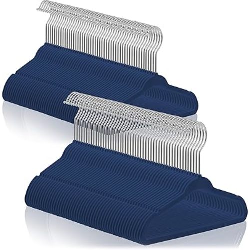 Casafield 100 Velvet Baby Hangers - 11" Size for Infant & Toddler Clothes - Royal Blue