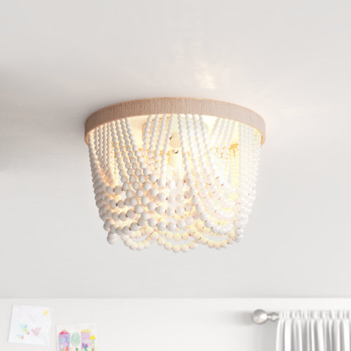 Langley Street® Nicole 3-Bulbs 12.6 inch Beads Farmhouse Flush Mount Flush Mount Light Fixture & Reviews | Wayfair