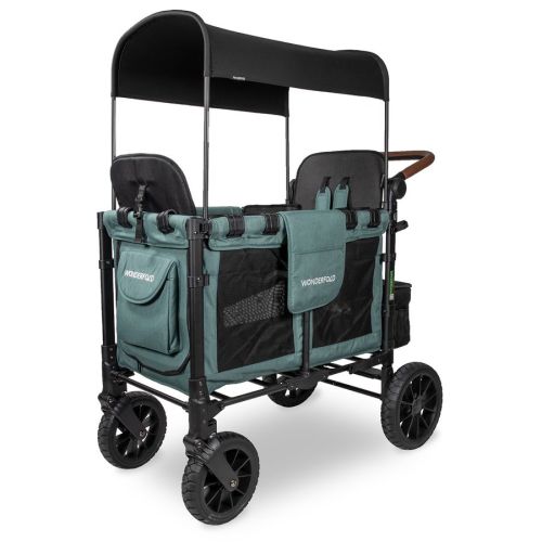 Wonderfold W2 Luxe Multifunctional Double (2 seater) Stroller Wagon - Hunter Green (Albee Exclusive)