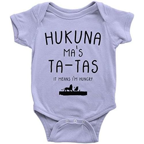 Hukuna Ma's Ta Tas Baby Funny Joke Lion Milk Hungry Present King Body Suit 0-24 Months White Short Sleeve