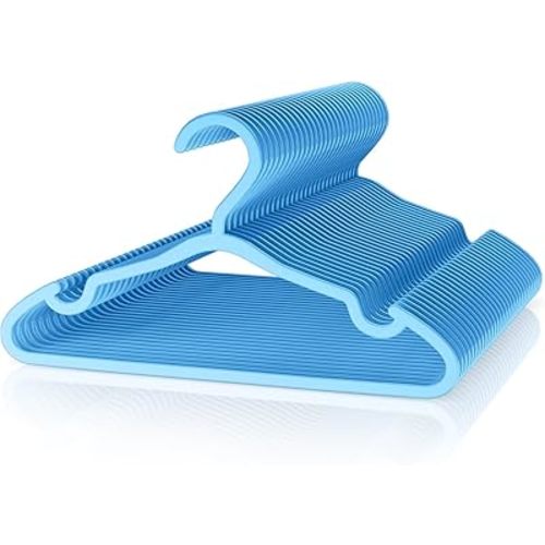 VILICK Plastic Kids Hangers - 30 Pack Non-Slip Baby Clothes Hangers for Closet, Toddler & Newborn Clothing Pants, Skirts, Coats (Blue)