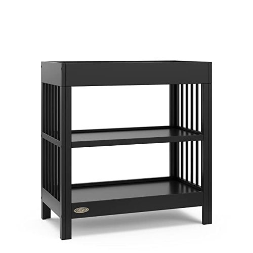 Amazon.com : Graco Teddi Changing Table with Water-Resistant Changing Pad (Black) - GREENGUARD Gold Certified, Includes Bonus Water-Resistant Changing Pad with Safety Strap, 2 Shelves, Easy-to-Match : Baby