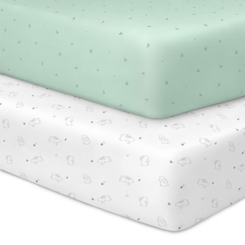 Keababies 2-pack Isla Mini Crib Sheets, Pack And Play Sheets Fitted, Pack N Play Sheets, Fitted Crib Sheet (keasafari)