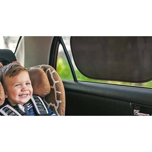 Munchkin® Brica® Sun Safety™ Car Window Roller Shade with White Hot® Heat Alert, Black, 2 Count (Pack of 1)