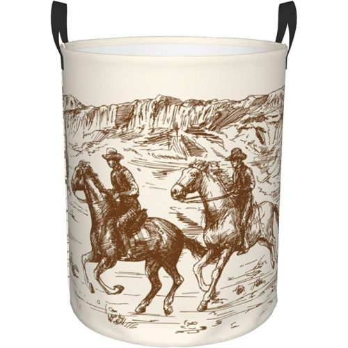 Large Laundry Basket Western Cowboy Home Decor Laundry Hamper With Handles Collapsible Laundry Baskets Waterproof Dirty Clothes Hamper Storage Basket Toy Bins For Room Bathroom Bedroom Decor