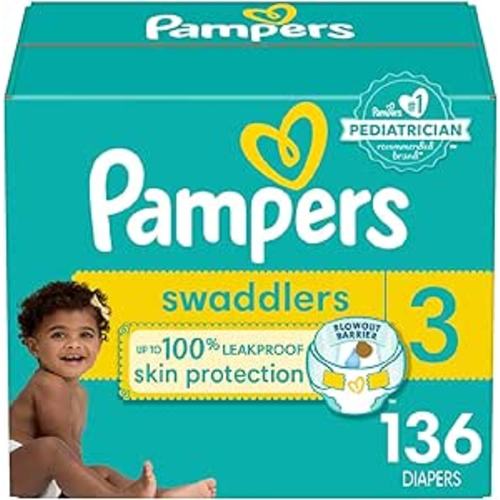 Pampers Baby Diapers - Swaddlers - Size 3, 136 Count, Ultra Absorbent Disposable Infant Diaper